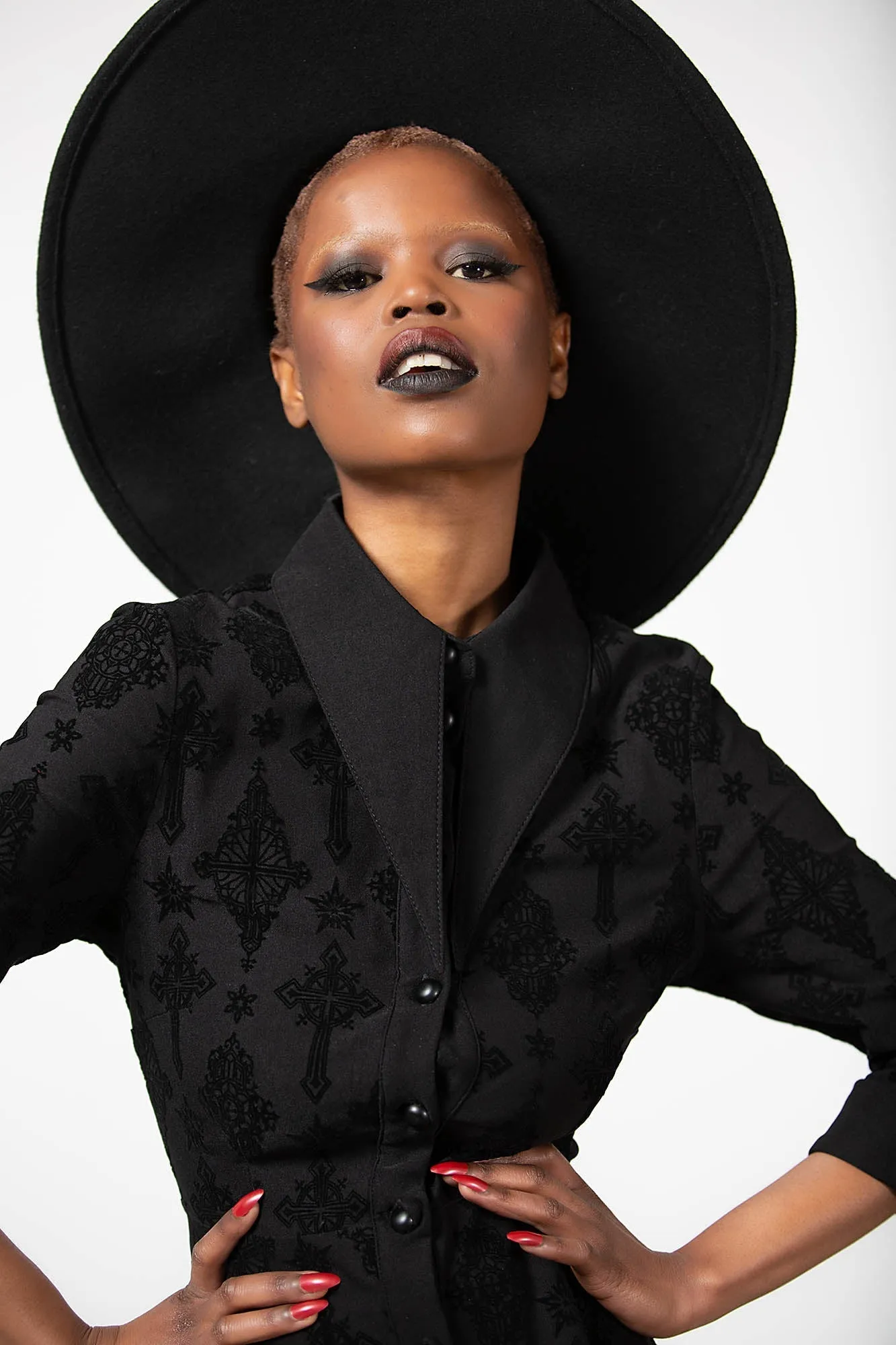 Vanda Flocked Collar Dress - Resurrect