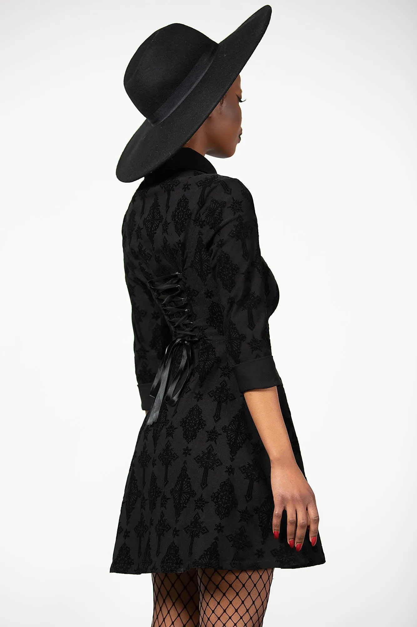 Vanda Flocked Collar Dress - Resurrect