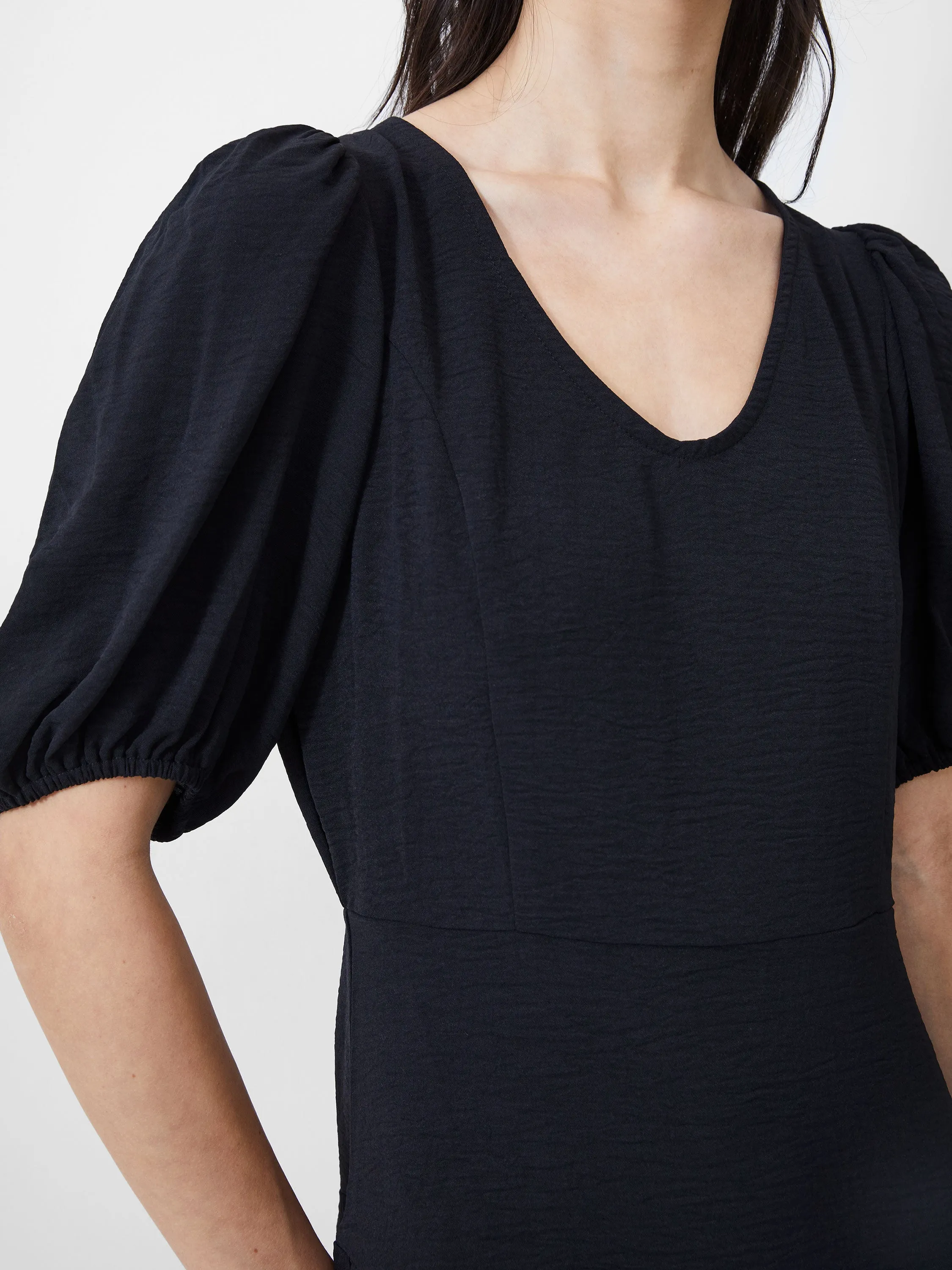 Vee Tiered Crinkle Mini Dress