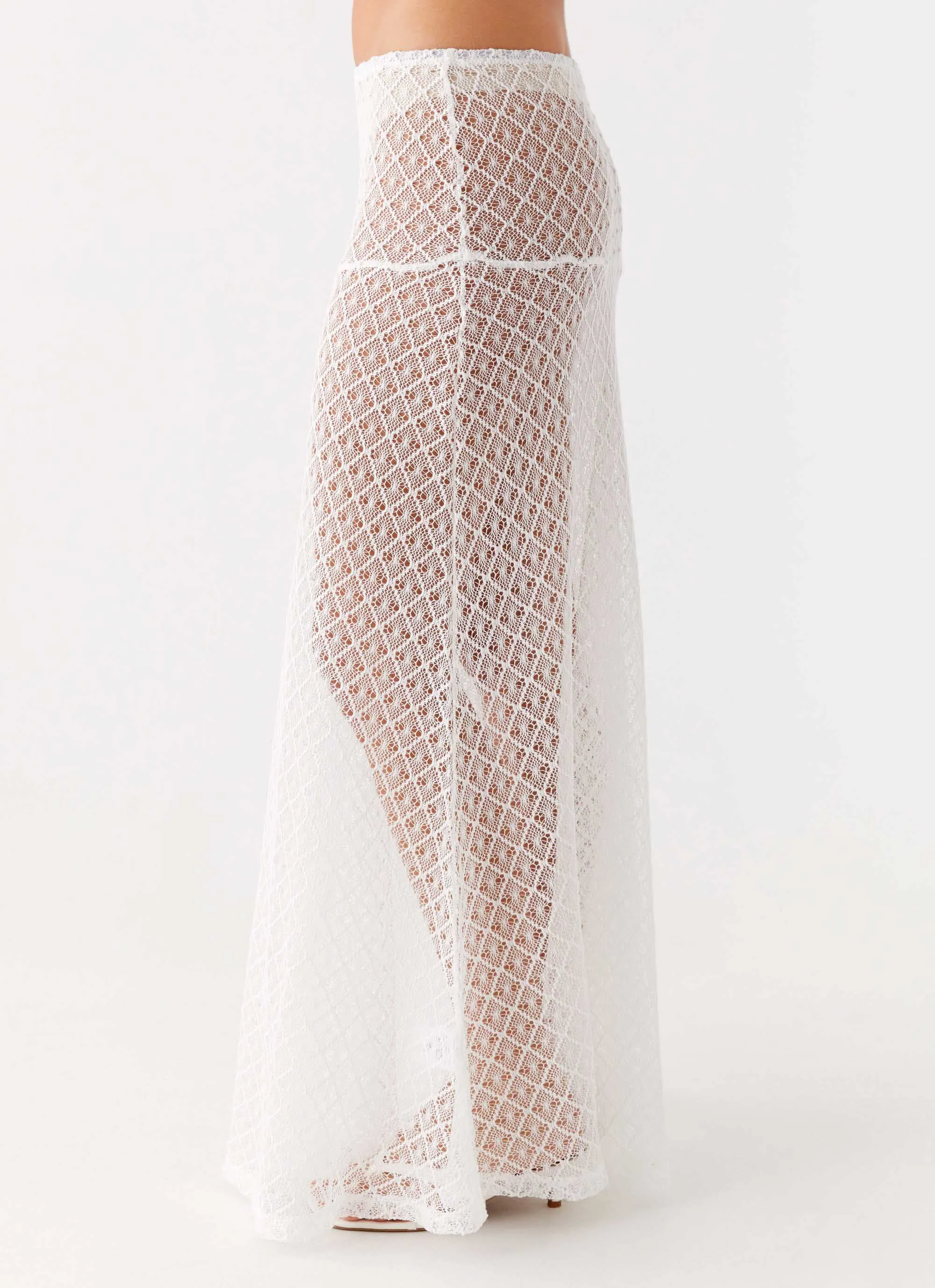 Velli Crochet Maxi Skirt - White