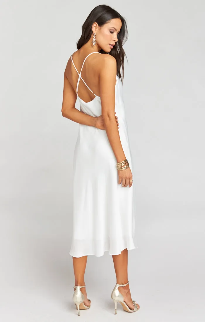 Verona Cowl Dress ~ Ivory Luxe Satin