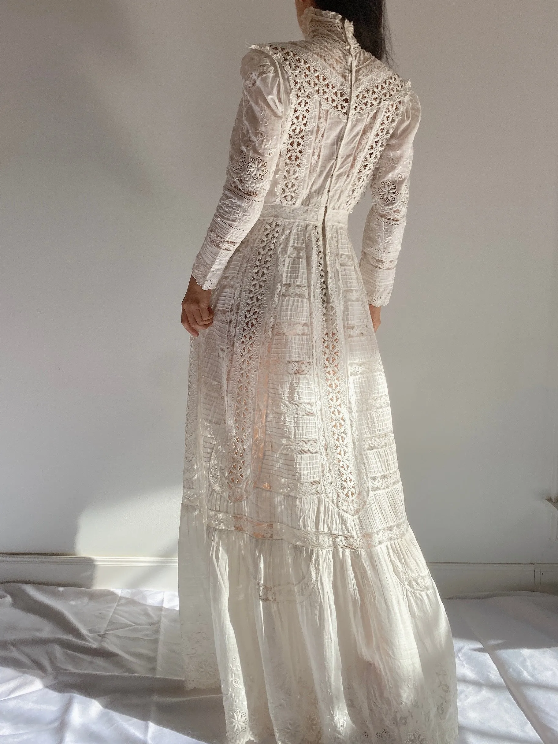 Victorian Mixed Lace Gown - S