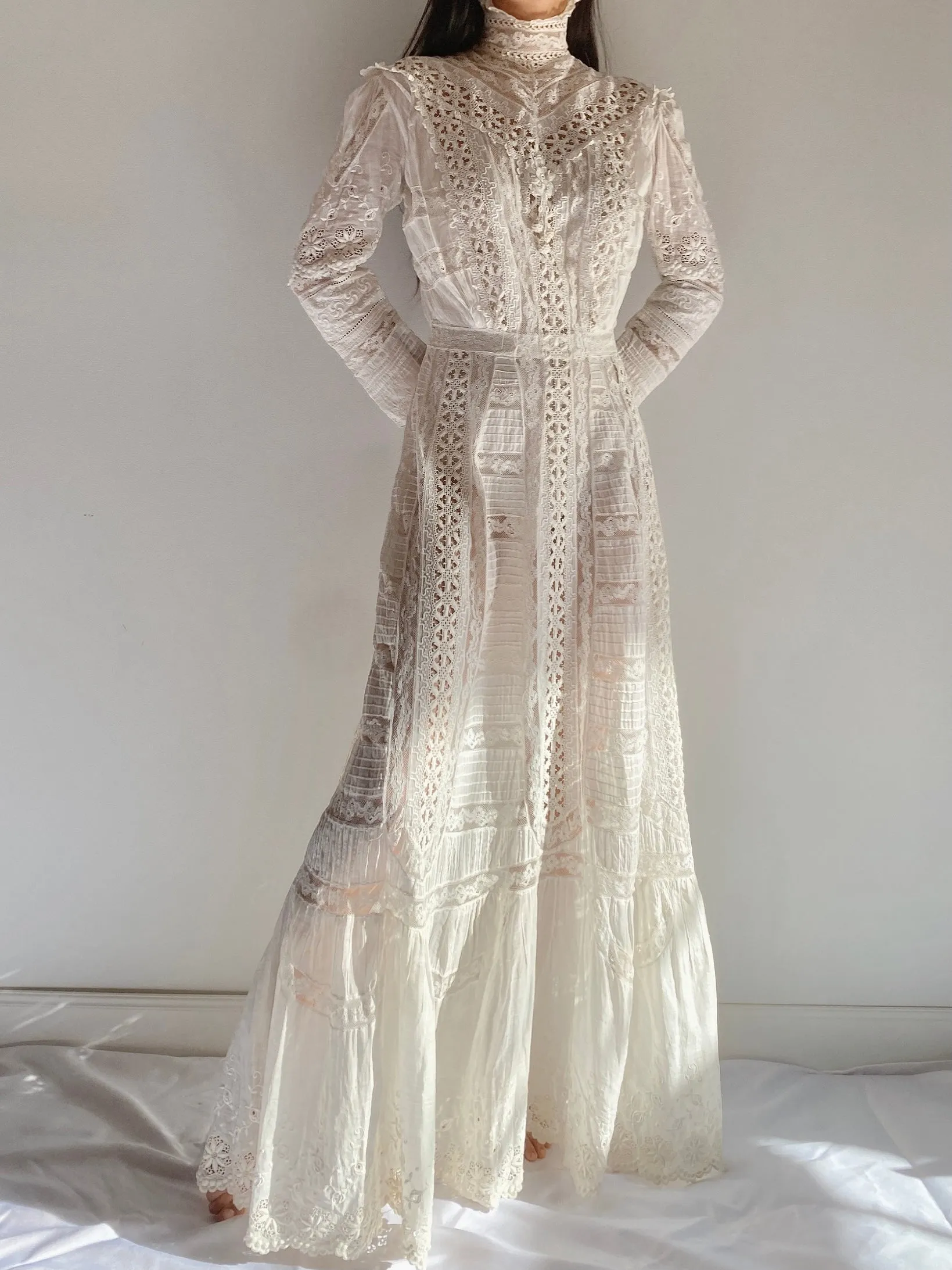 Victorian Mixed Lace Gown - S