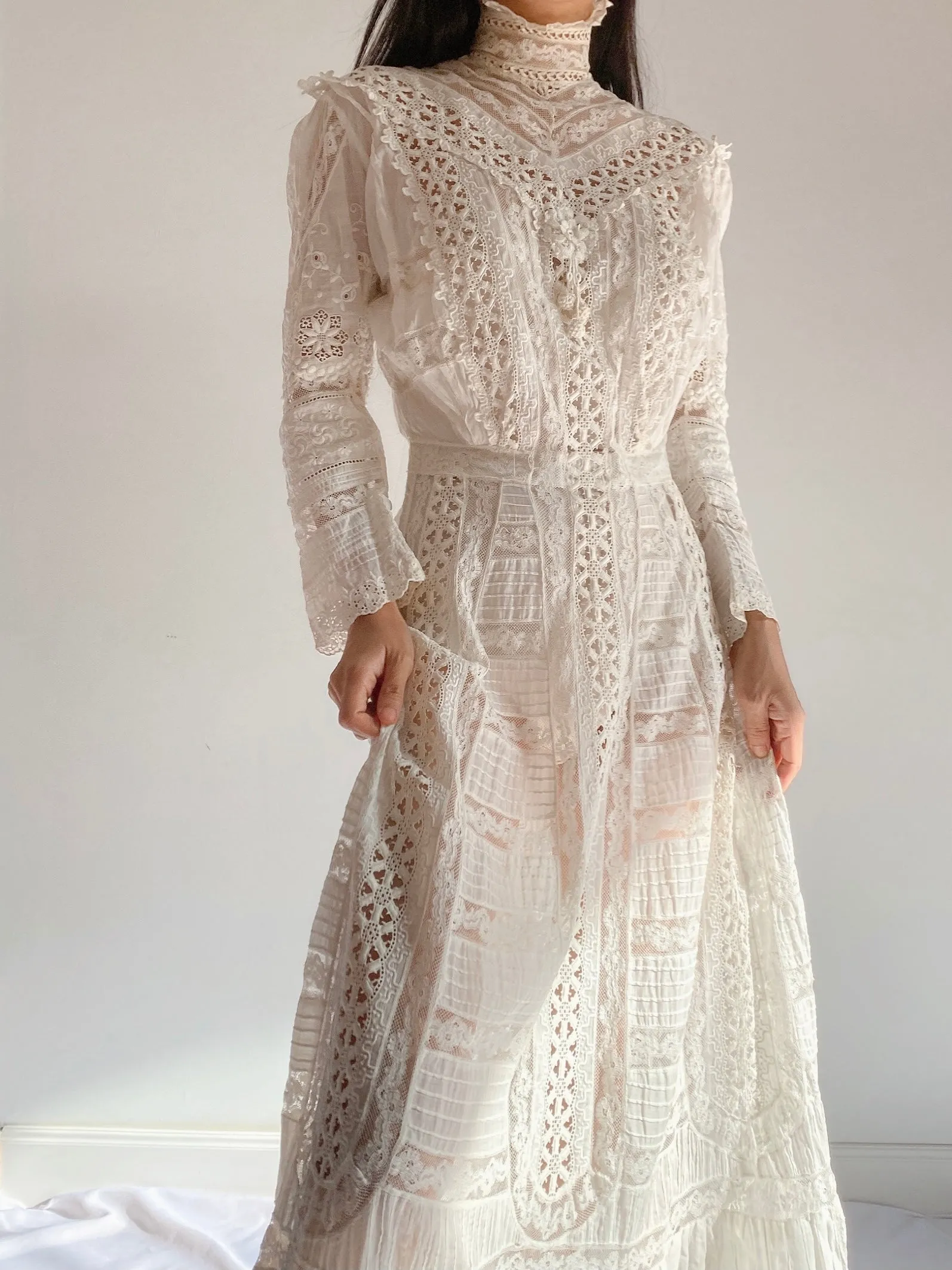 Victorian Mixed Lace Gown - S