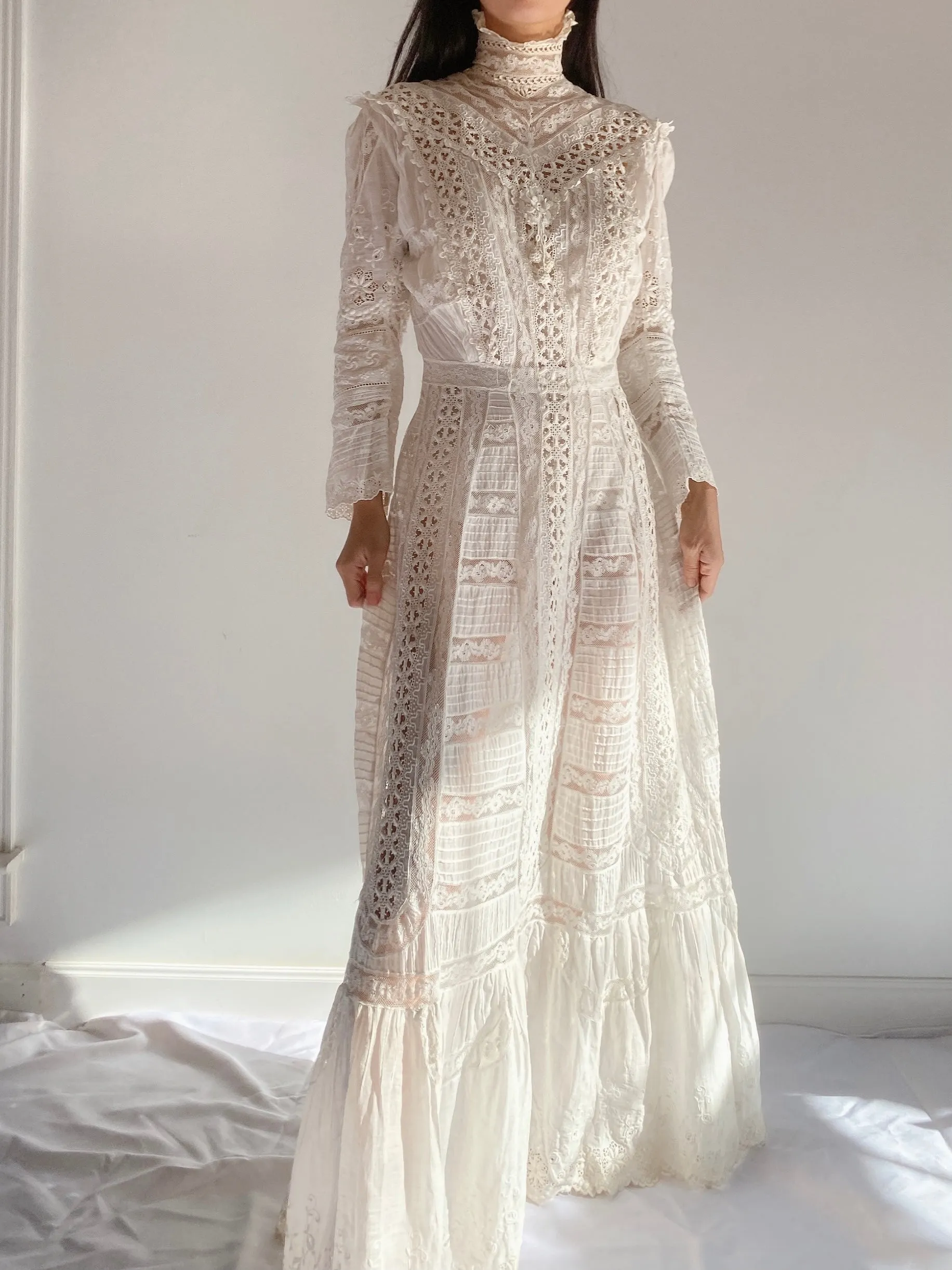 Victorian Mixed Lace Gown - S
