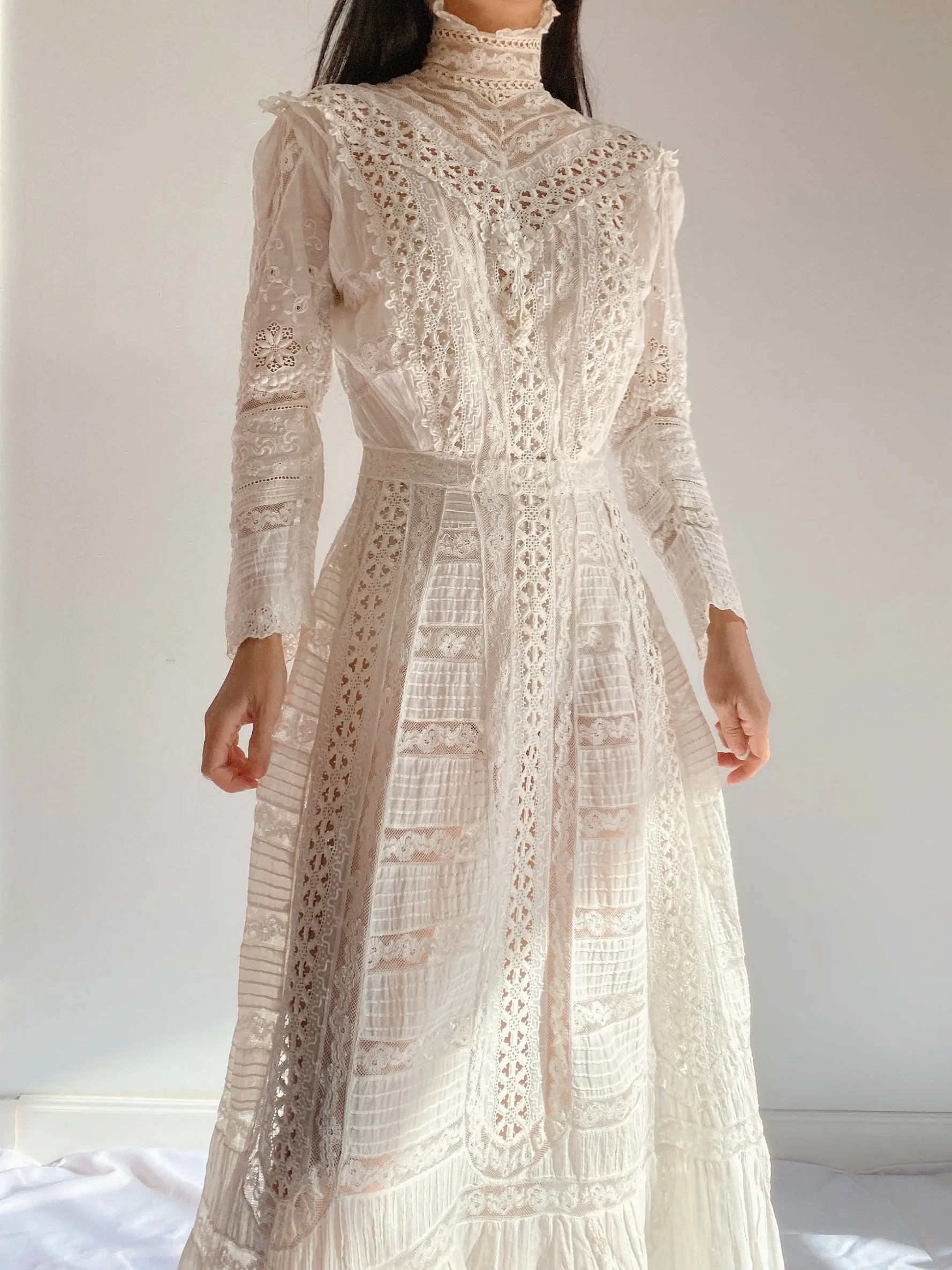 Victorian Mixed Lace Gown - S