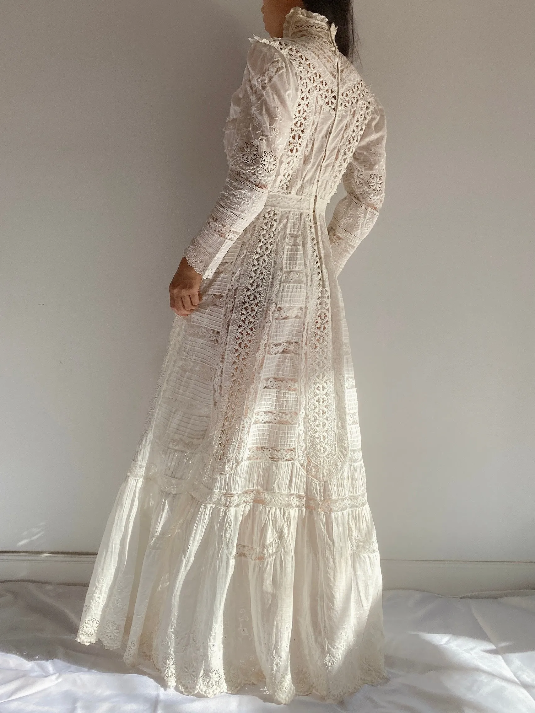Victorian Mixed Lace Gown - S