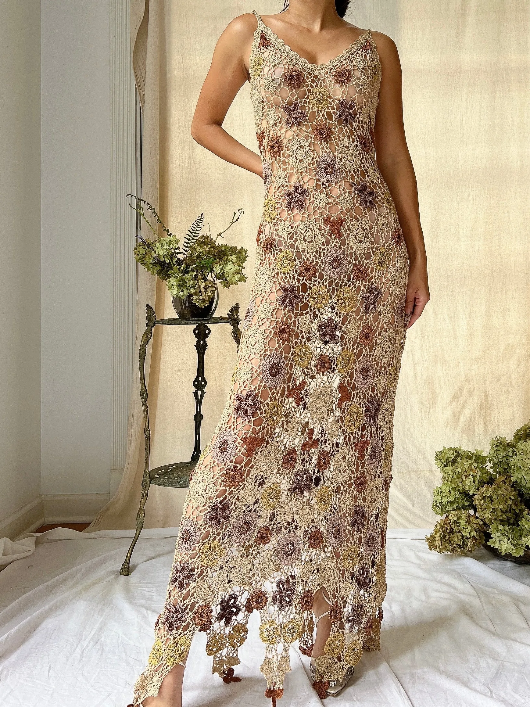 Vintage Sheer Crochet Dress - S