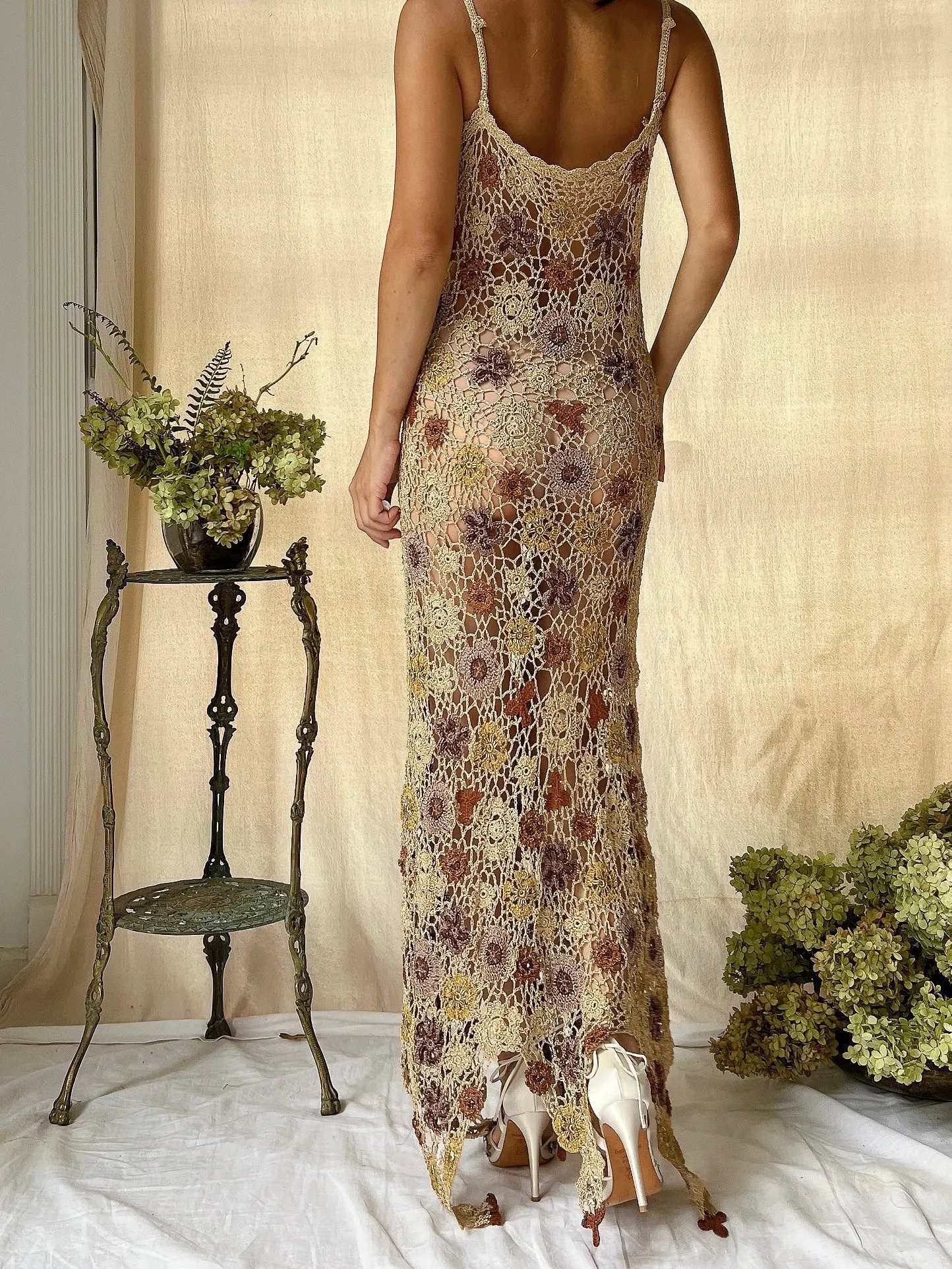 Vintage Sheer Crochet Dress - S