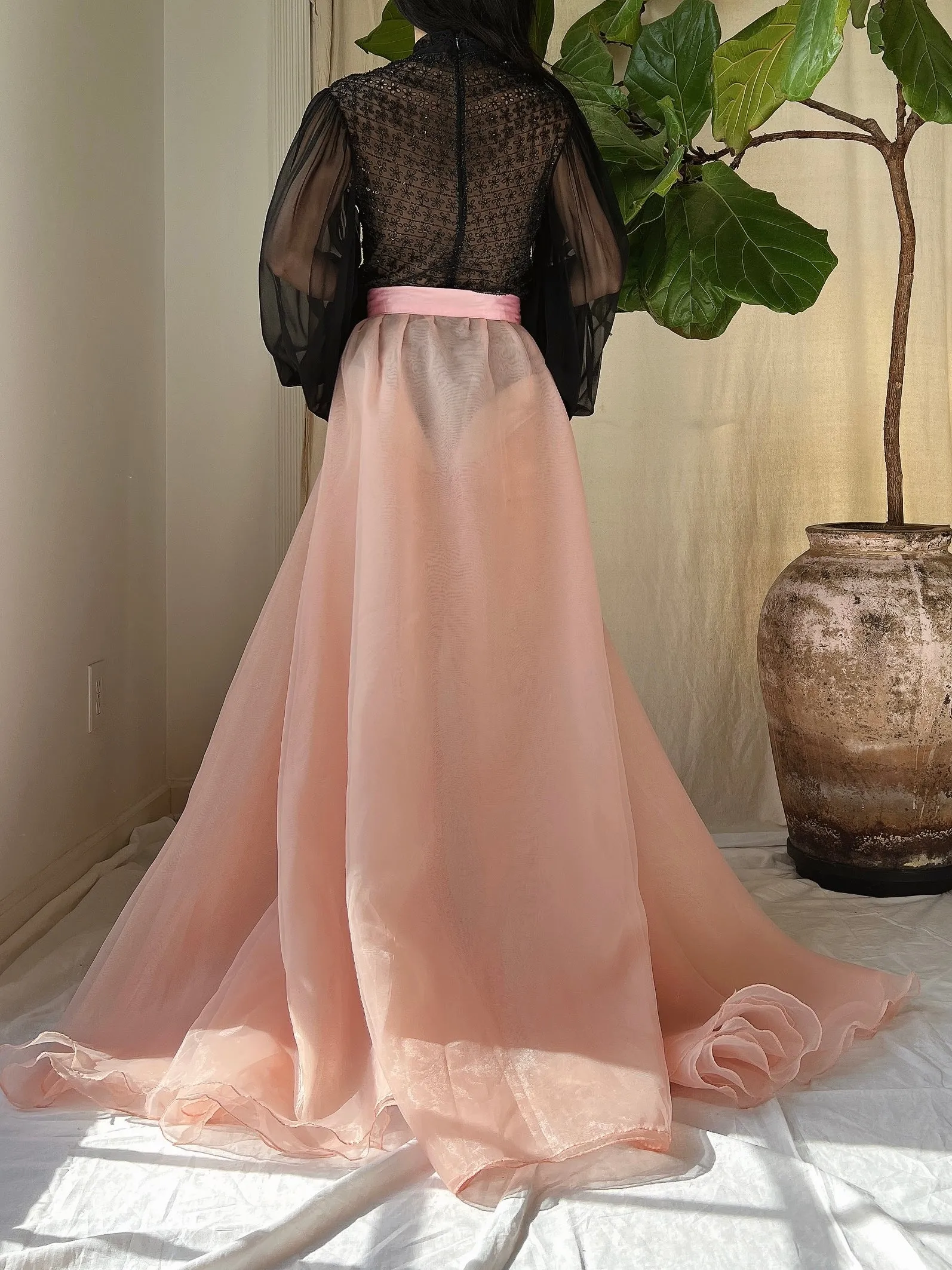 Vintage Sheer Organza Overskirt - M