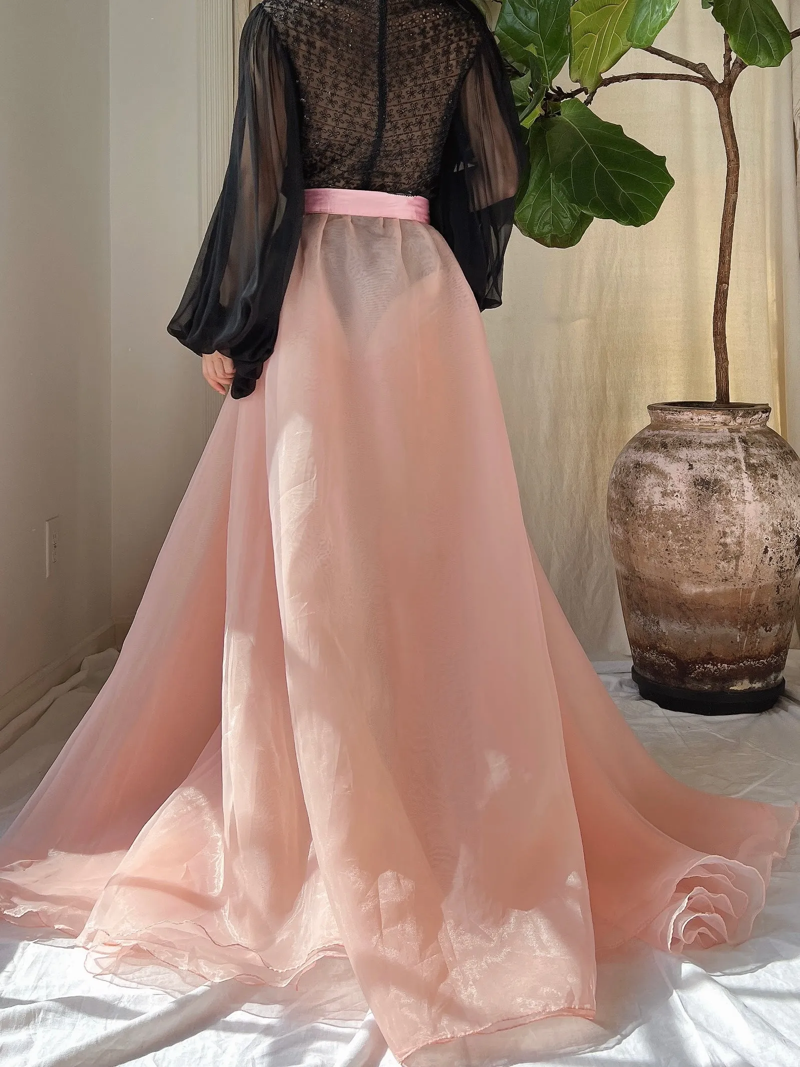 Vintage Sheer Organza Overskirt - M
