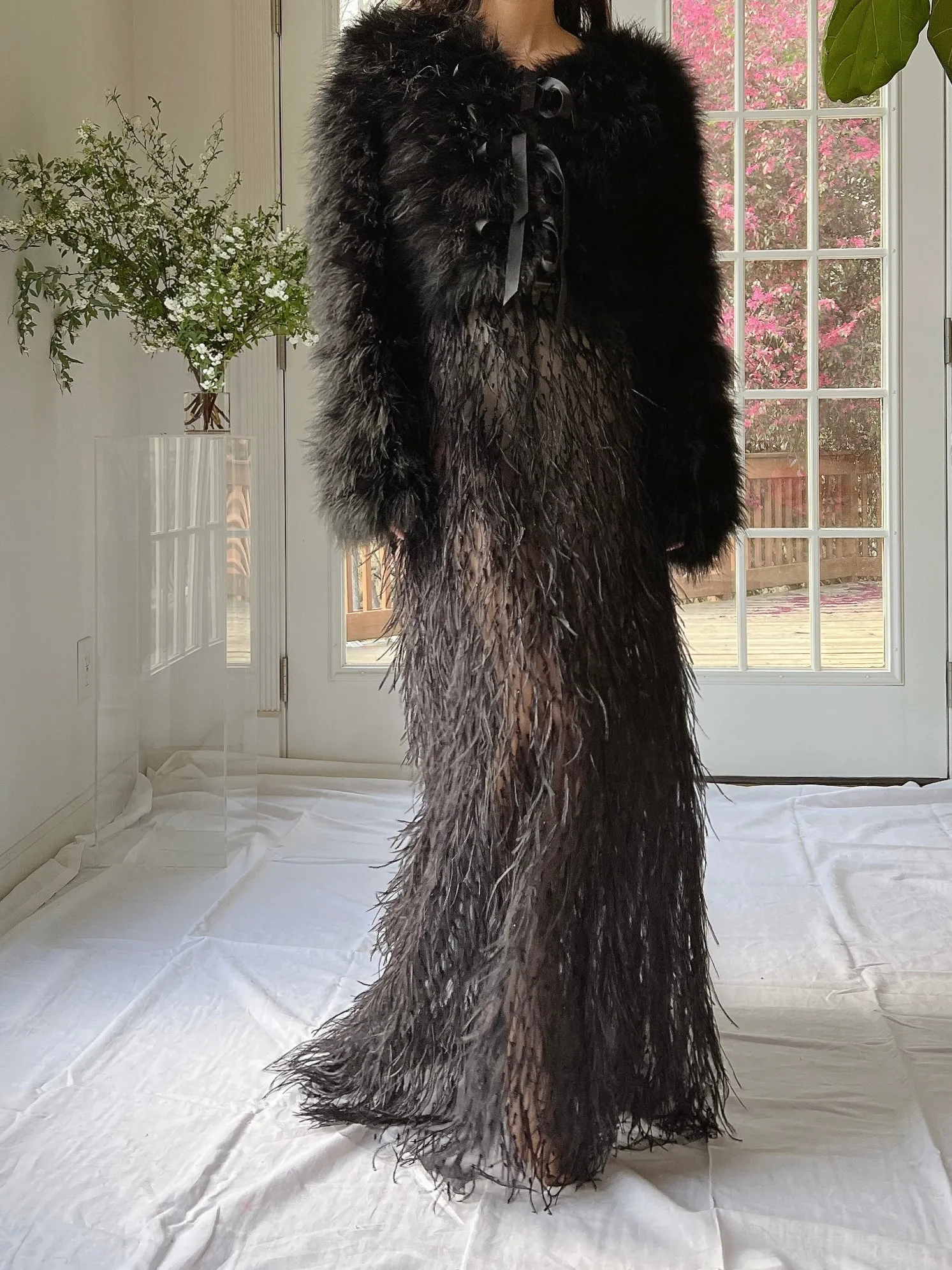 Vintage Sheer Ostrich Feather Skirt - S-M