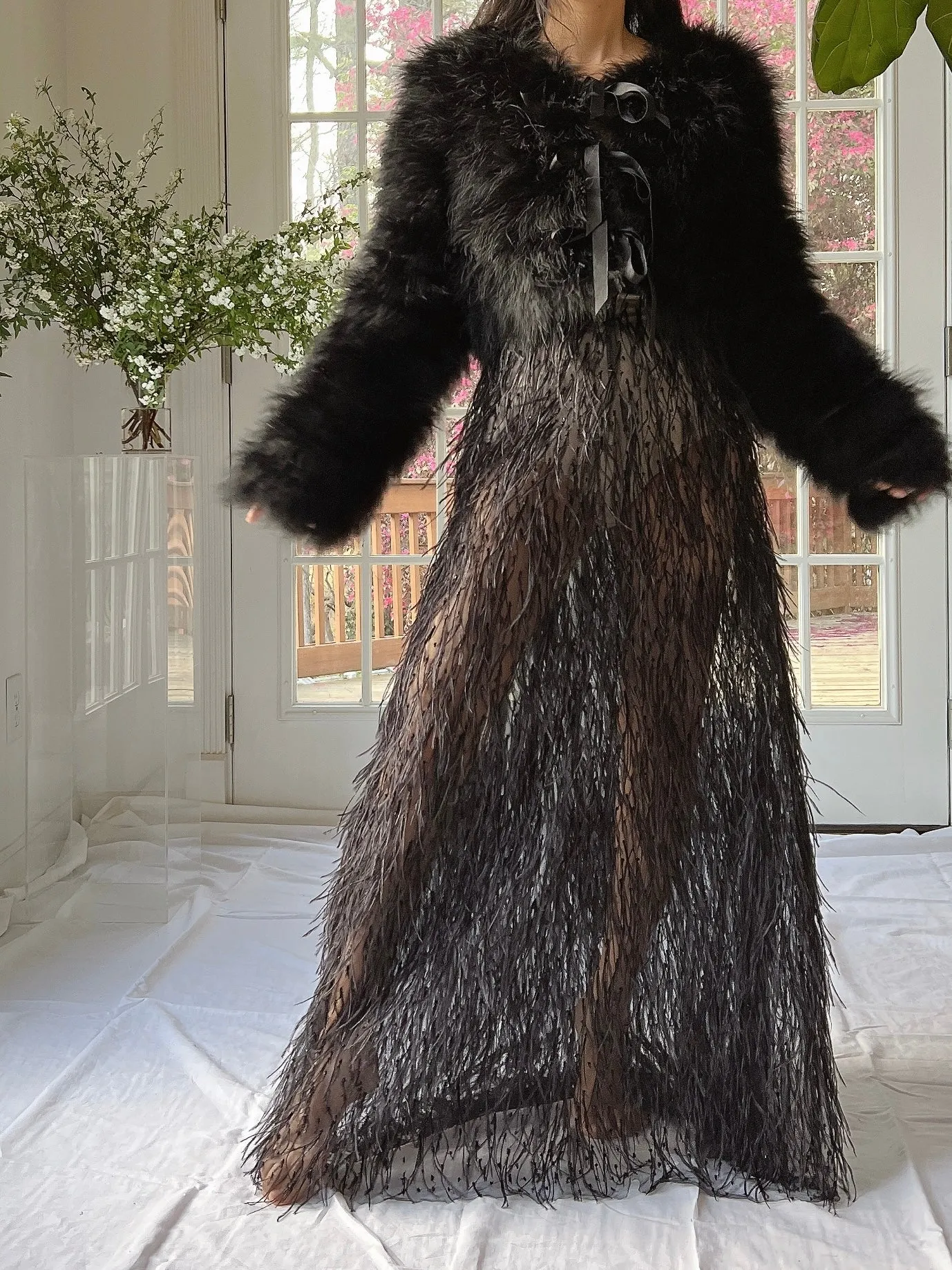 Vintage Sheer Ostrich Feather Skirt - S-M