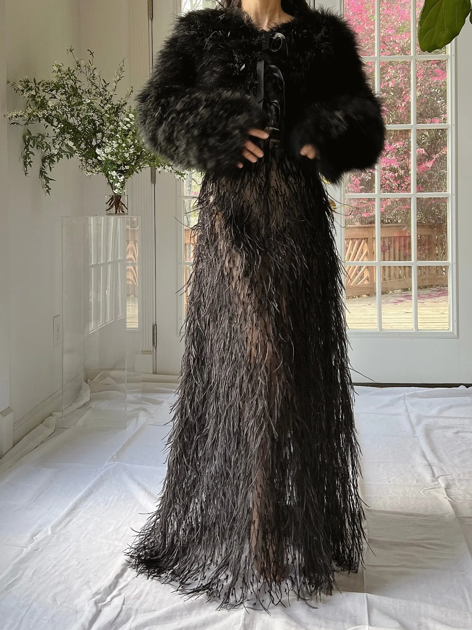 Vintage Sheer Ostrich Feather Skirt - S-M