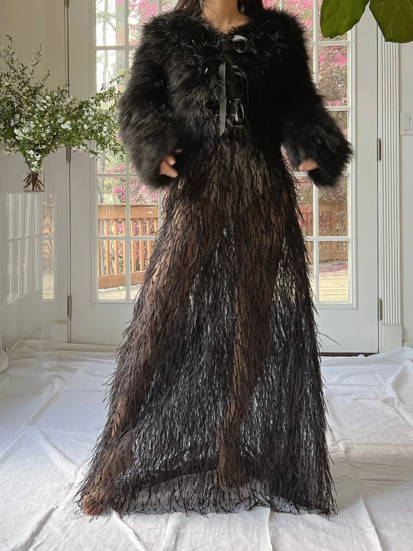 Vintage Sheer Ostrich Feather Skirt - S-M