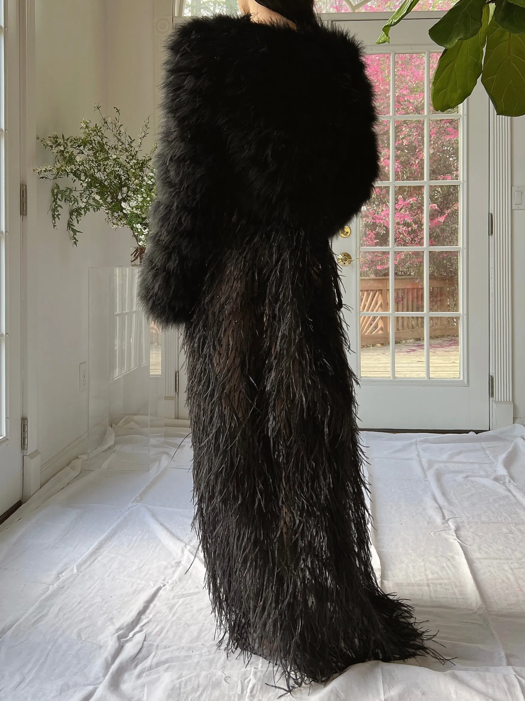 Vintage Sheer Ostrich Feather Skirt - S-M