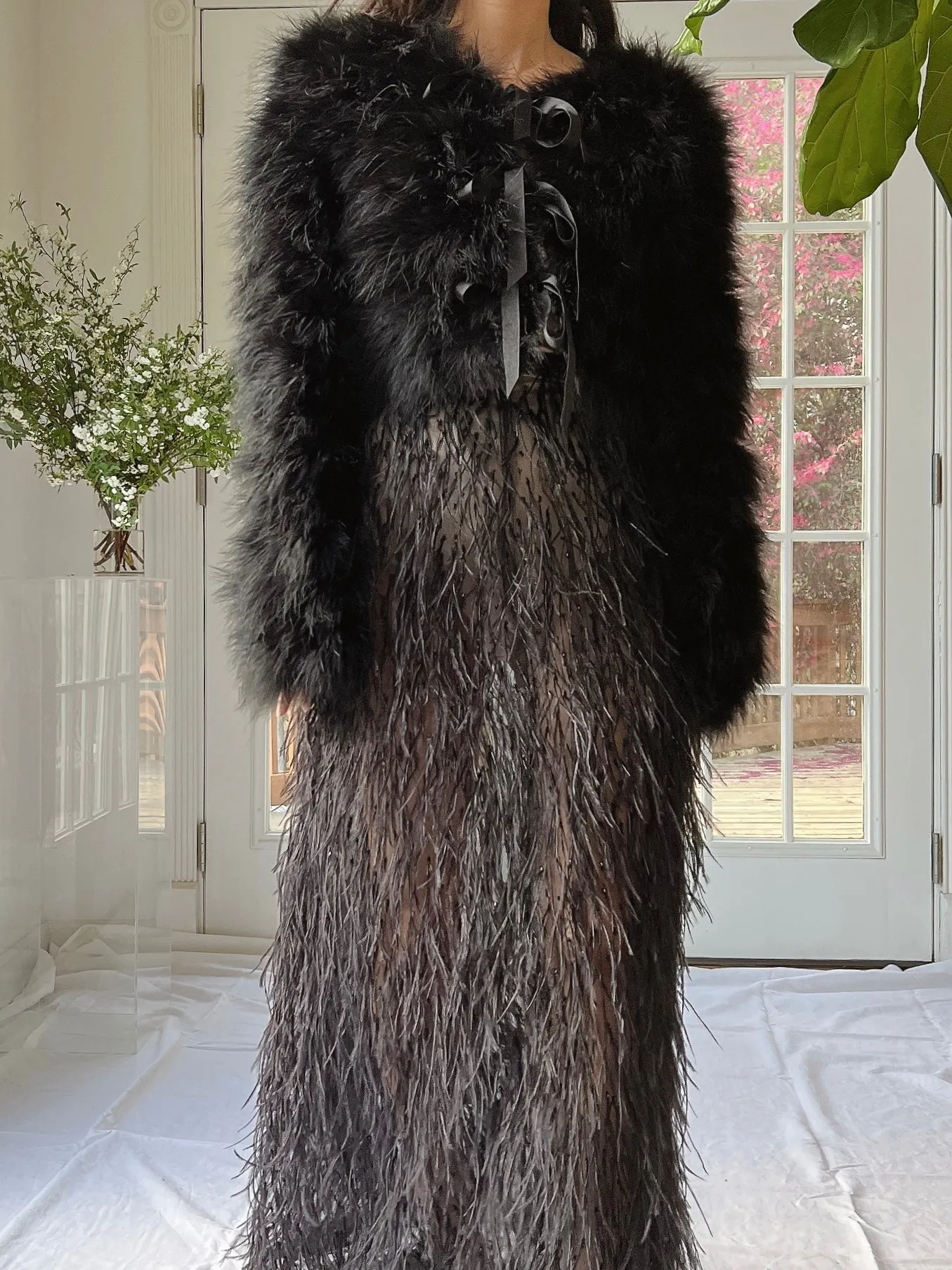 Vintage Sheer Ostrich Feather Skirt - S-M