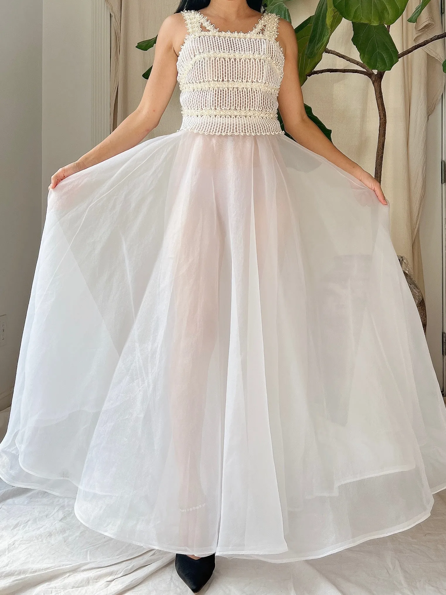 Vintage Sheer Voile Dress - XS