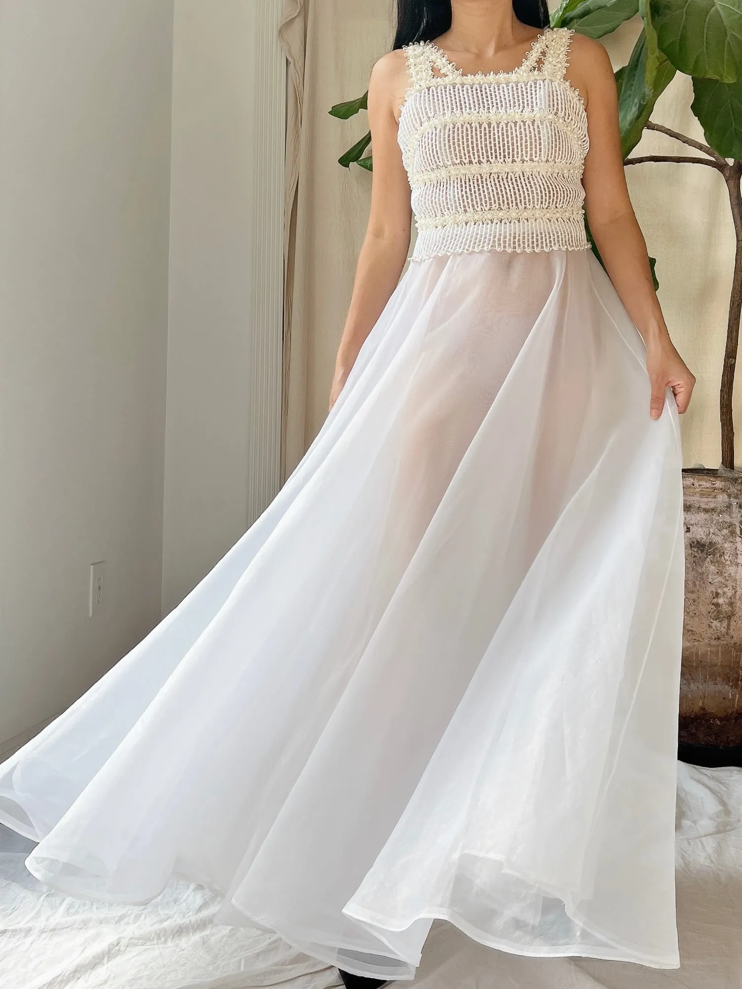 Vintage Sheer Voile Dress - XS