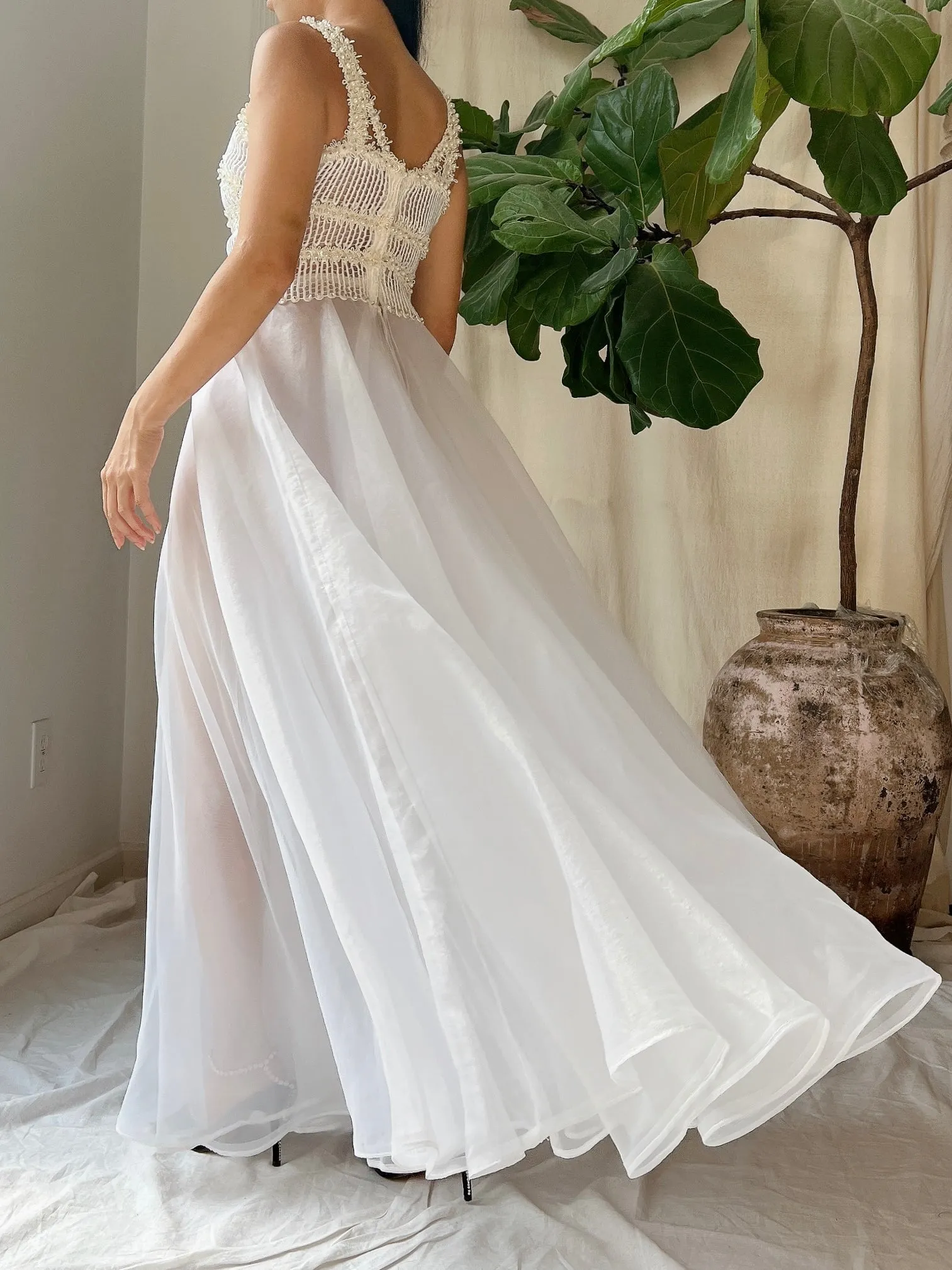Vintage Sheer Voile Dress - XS
