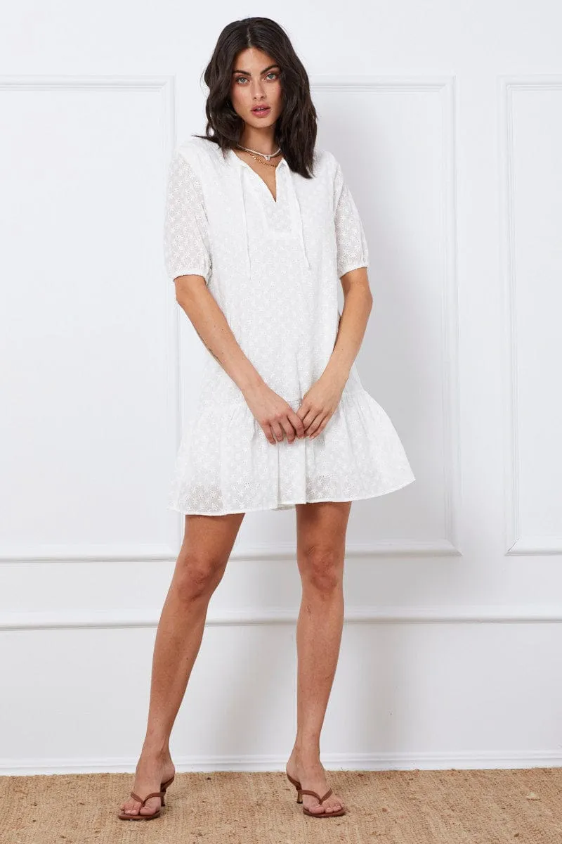 White Mini Dress Short Sleeve