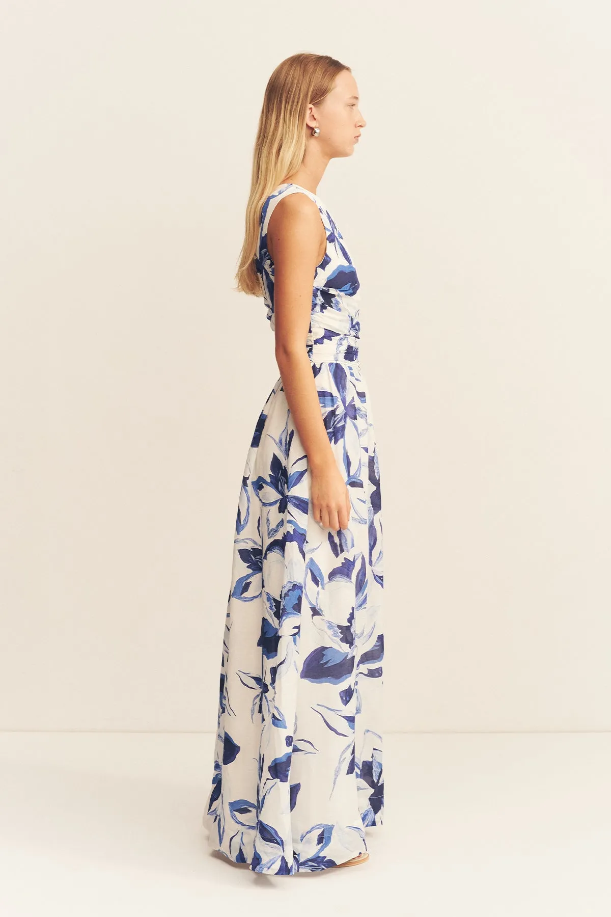 WILLA ASYMMETRICAL GATHERED MAXI DRESS