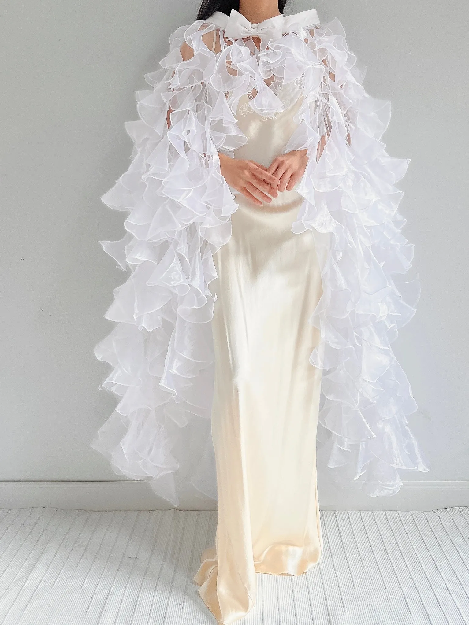 Y2K White Sheer Cape - OSFM