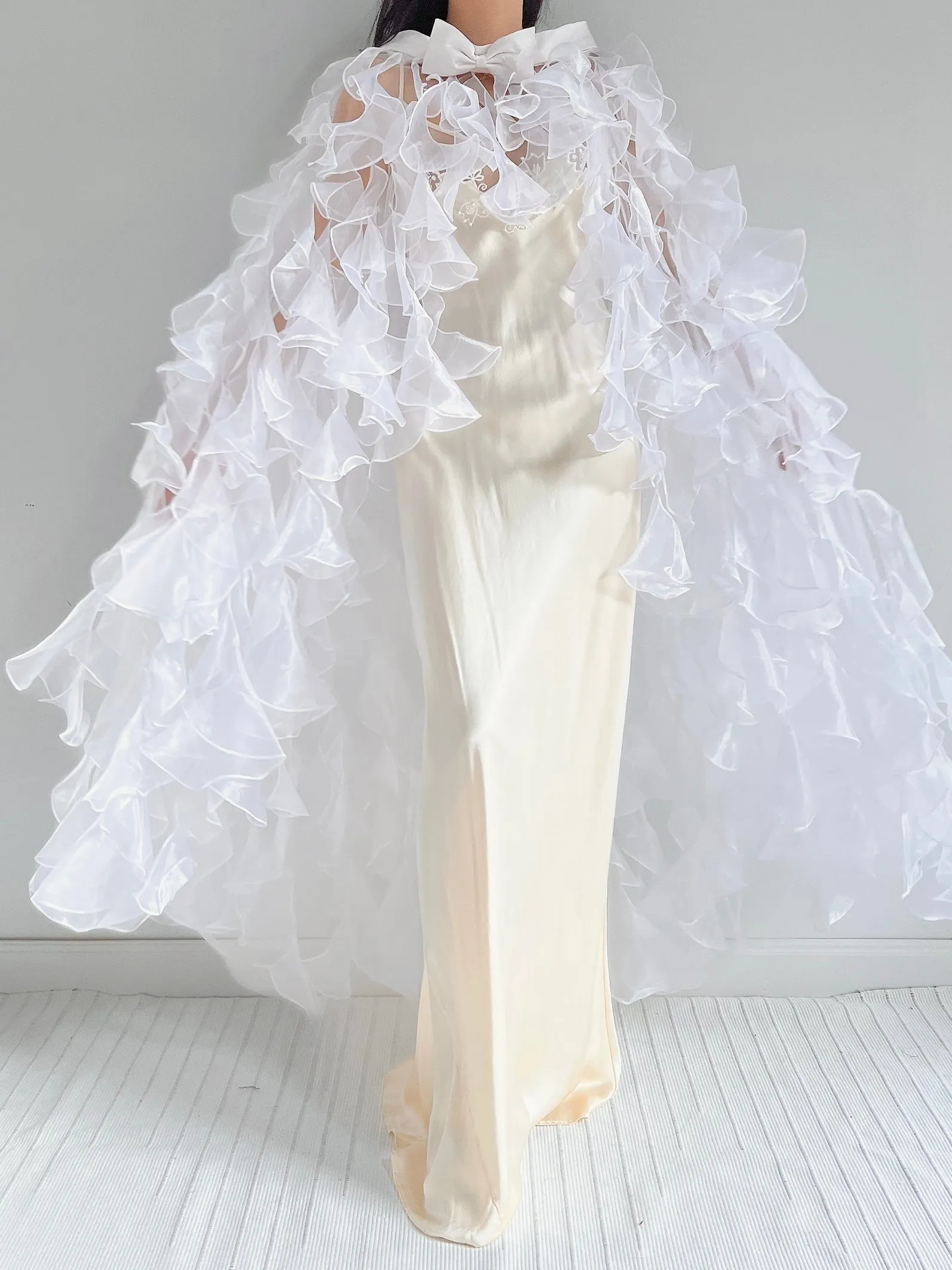 Y2K White Sheer Cape - OSFM