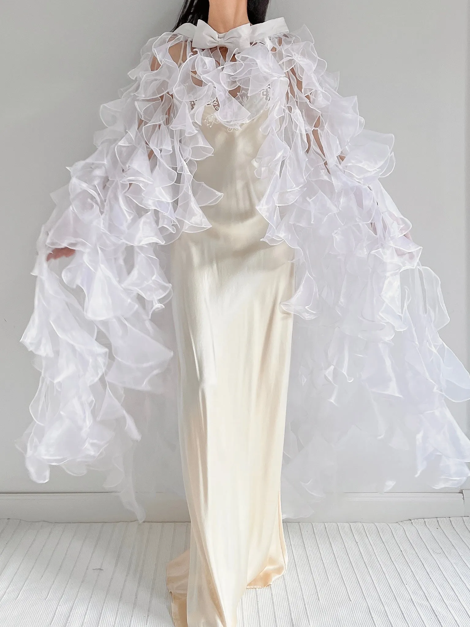 Y2K White Sheer Cape - OSFM
