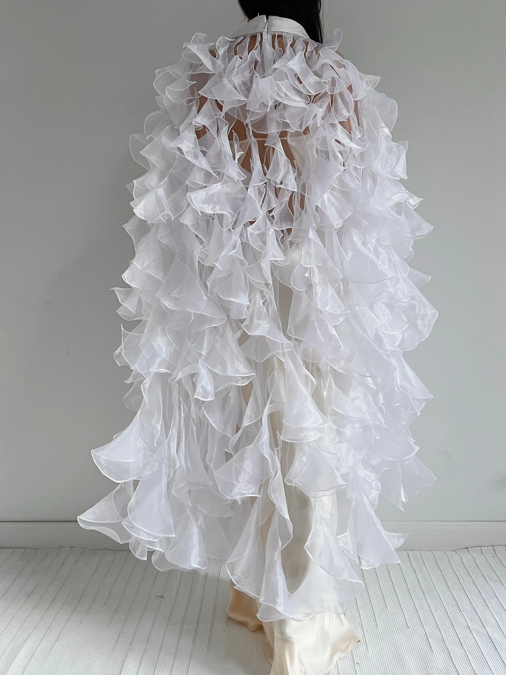 Y2K White Sheer Cape - OSFM