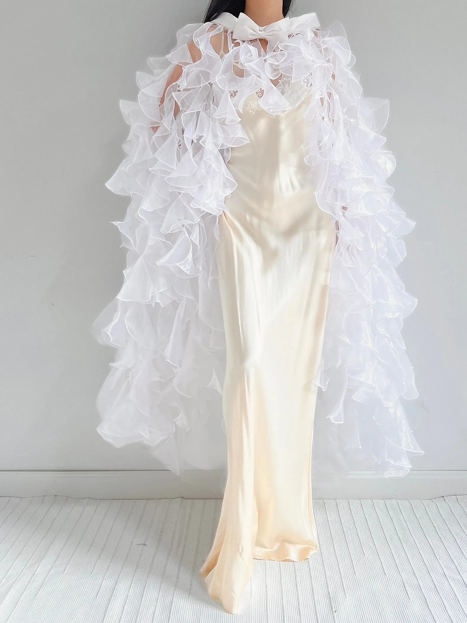 Y2K White Sheer Cape - OSFM