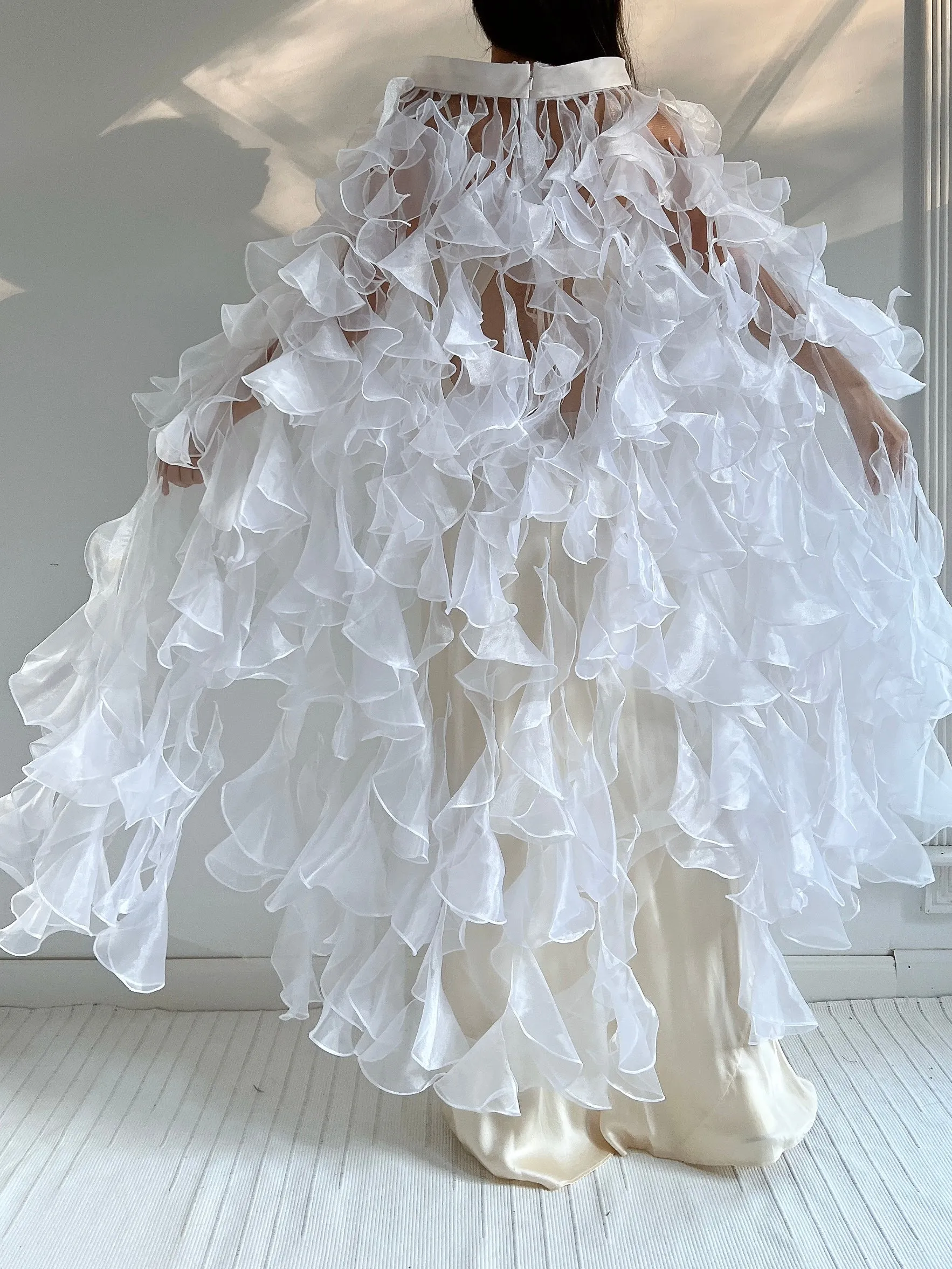 Y2K White Sheer Cape - OSFM