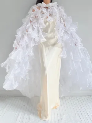 Y2K White Sheer Cape - OSFM