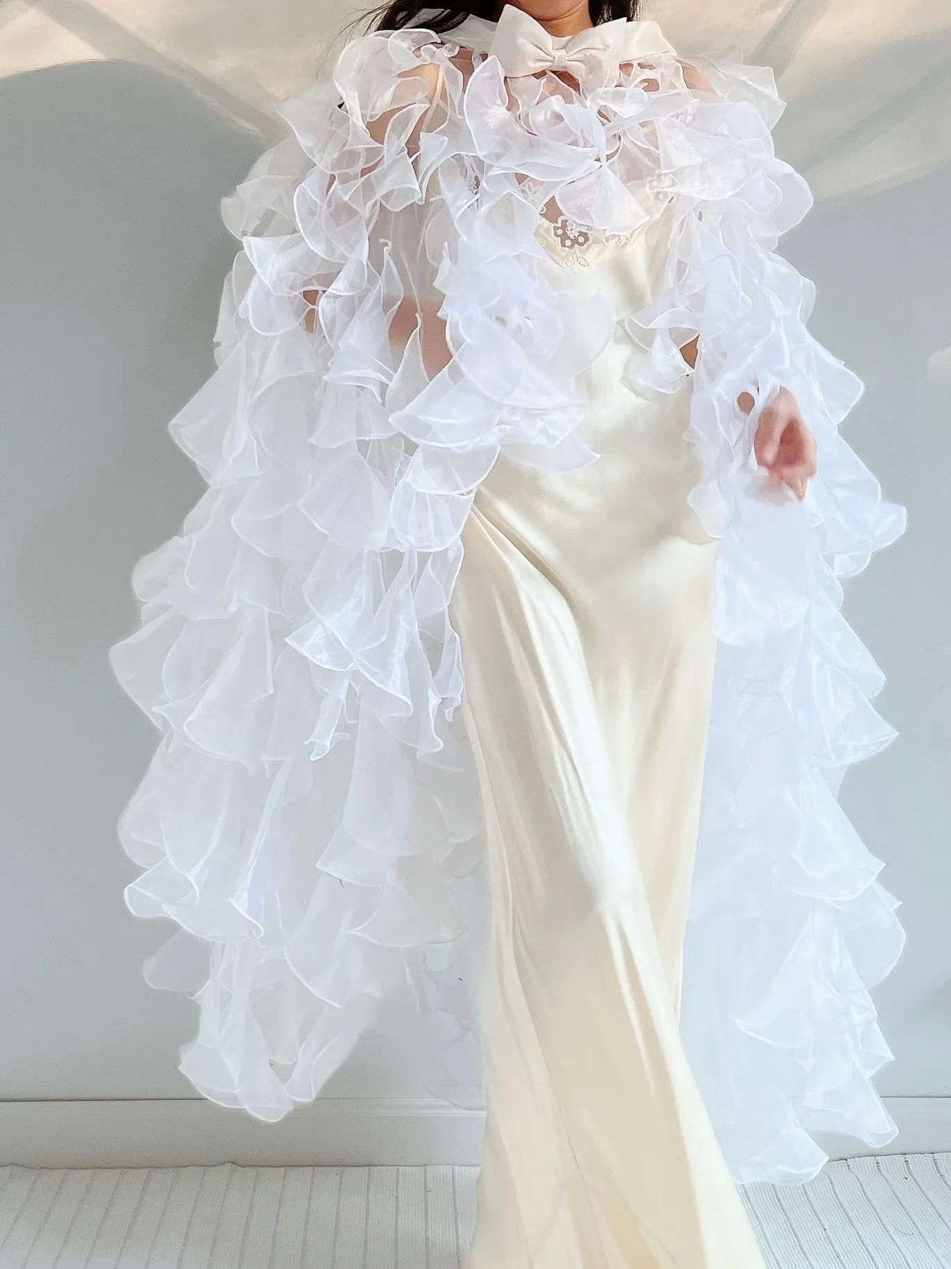 Y2K White Sheer Cape - OSFM