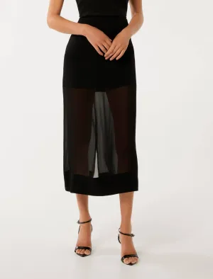 Yolanda Sheer Midi Skirt