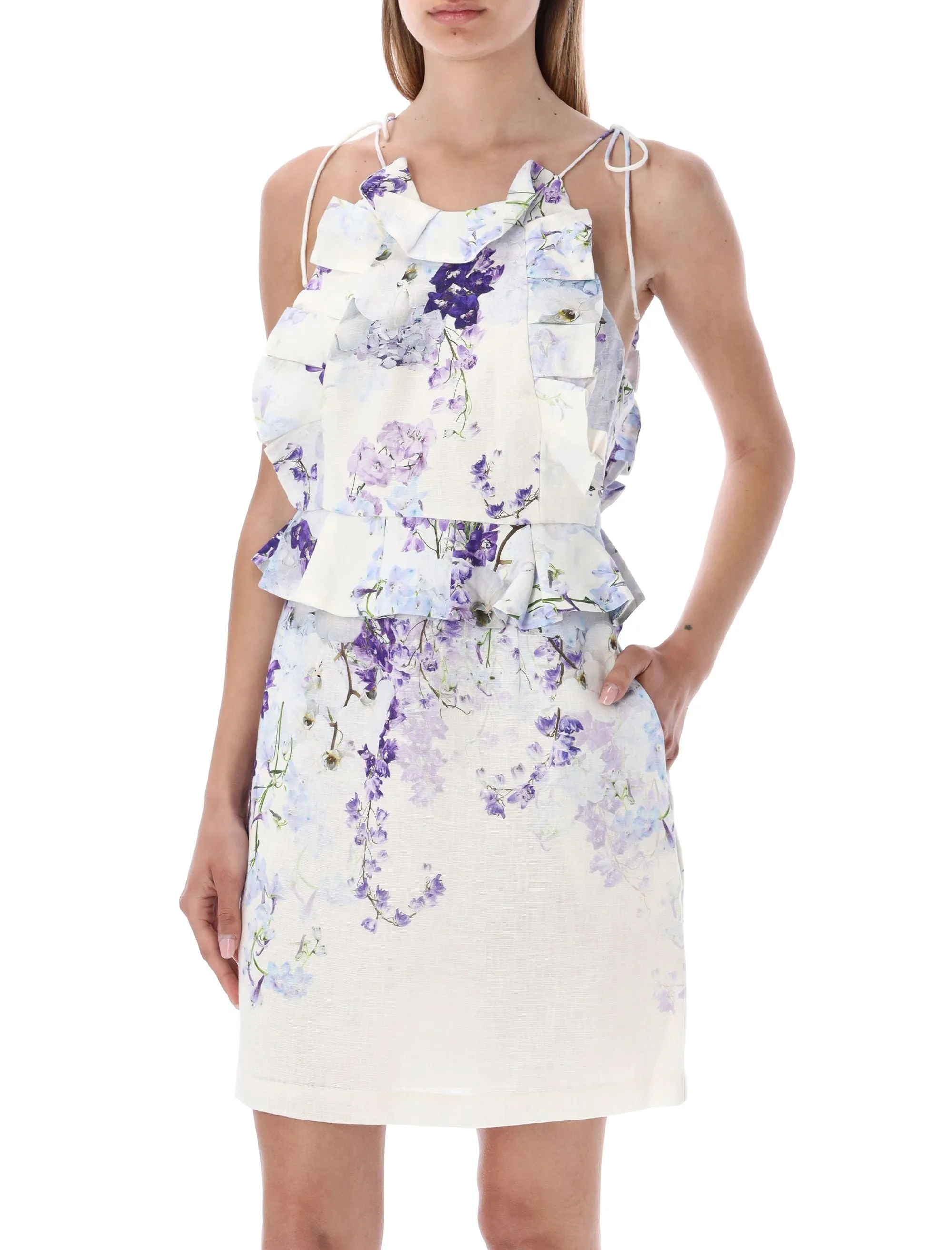 Zimmermann Rhythmic Floral Print Ruffled Mini Dress